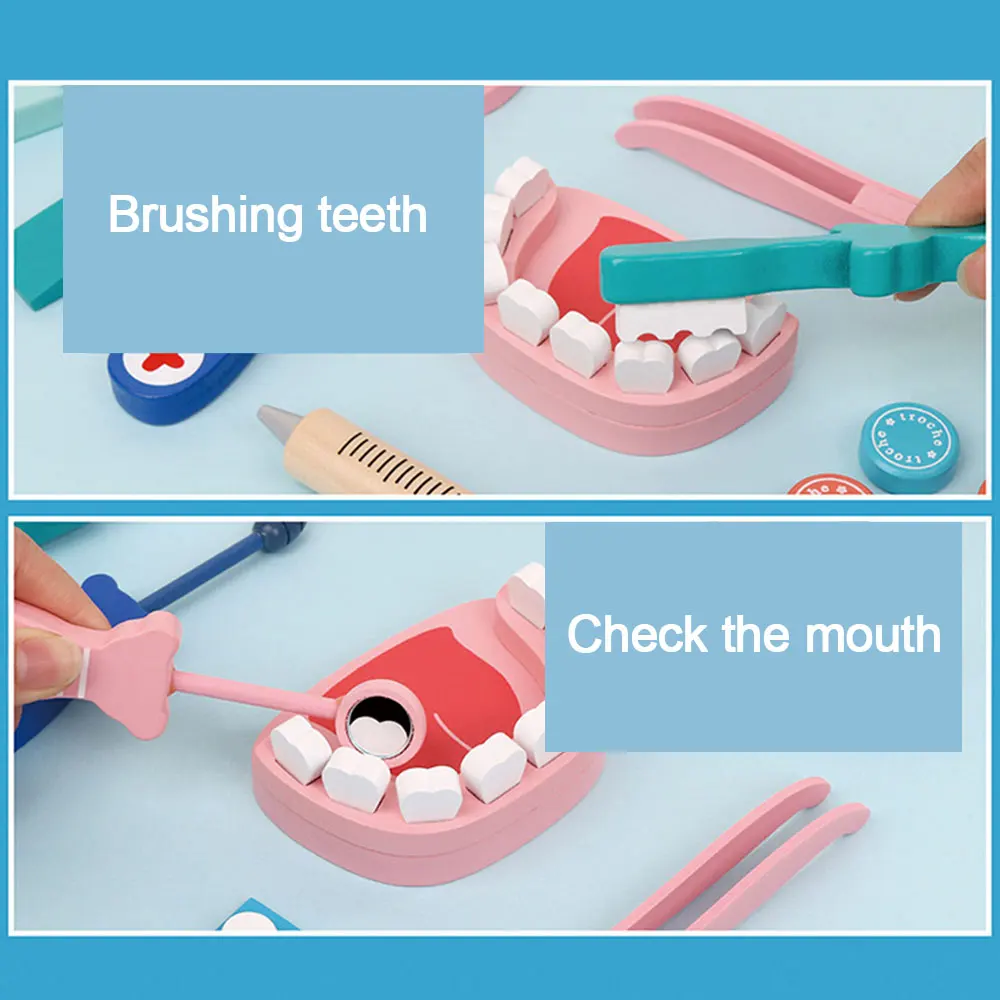 6 шт., 20 шт., детская игрушка для игры в доктора, деревянная игрушка для косплея, имитация стоматолога, аксессуары, набор инструментов, детская игра, игрушки для доктора, подарки