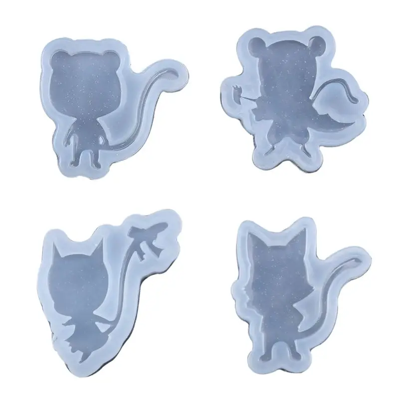 

4 Pcs/set DIY Hand-made Crystal Epoxy Gel Mirror Cat Tail Modeling Mold Material Set