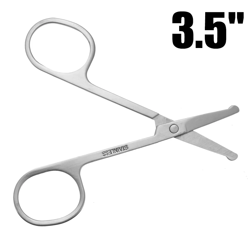 3.5" Mini Curved Mustache Scissor Stainless Steel Nose Ear Hair Remover Scissor Trimmer Safety Tips