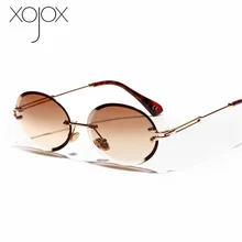 XojoX женские модные солнцезащитные очки без оправы, роскошные брендовые дизайнерские очки с овальной оправой, солнцезащитные очки с градиентными оттенками, женские очки