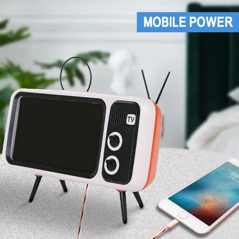 Мини Портативный BT Bass беспроводной Bluetooth Динамик ТВ стиль дизайн держатель мобильного телефона Подставка банк питания FM радио Поддержка TF карты