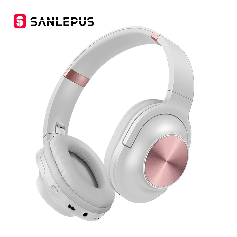 SANLEPUS Новые беспроводные наушники Bluetooth гарнитура Складные стерео наушники Игровые наушники с микрофоном для ПК мобильного телефона - Цвет: White Rose Gold