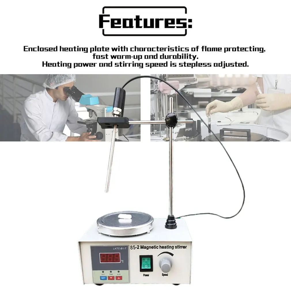 

85-2 Hotplate Mixer Magnetic Stirrer With Heating Plate Digital Display School Lab Equipment US EU UK AU Plug