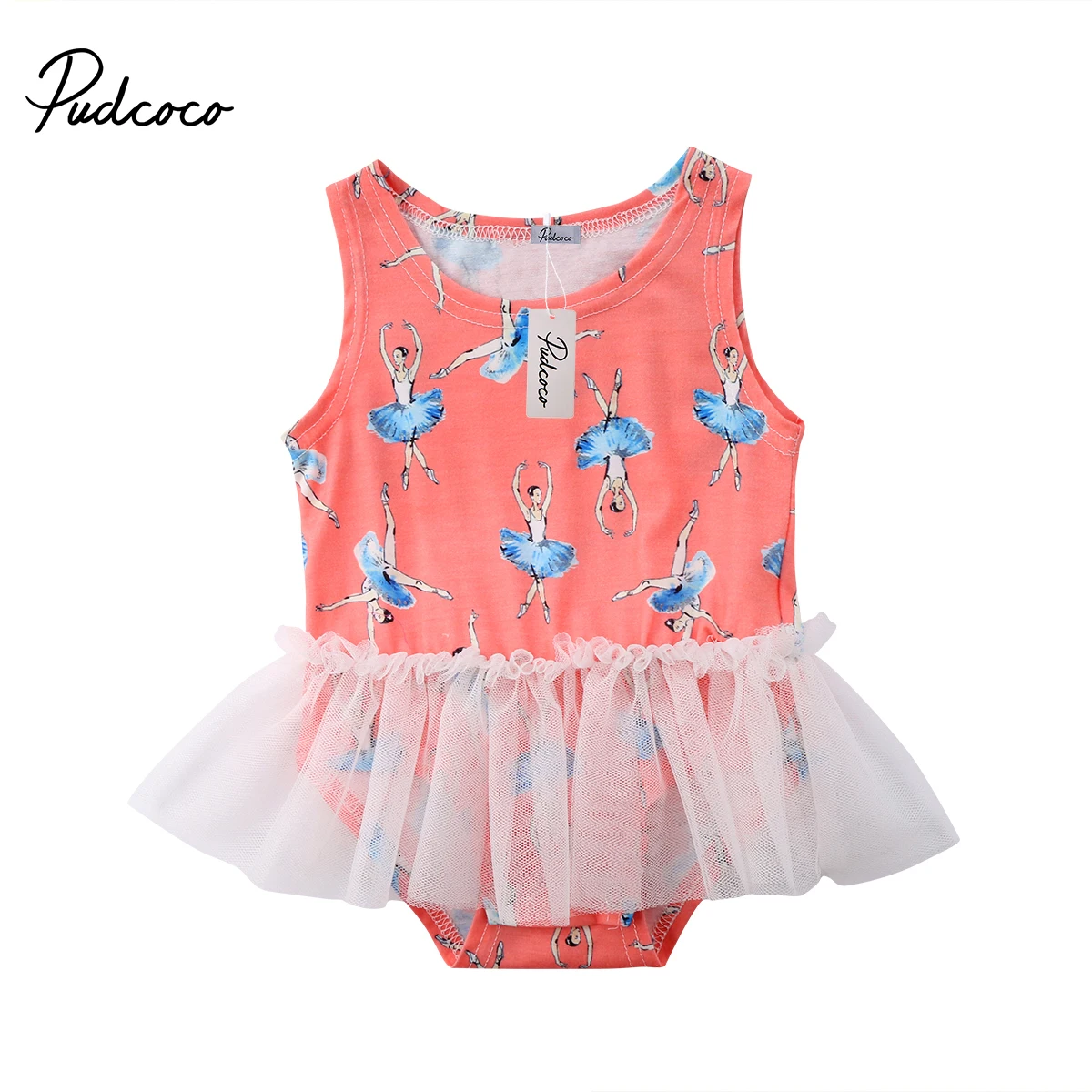 

Pudcoco Toddelr Summer Baby Kid Girl Clothes Tcotton Sleeveless Bodysuit Ballet Skirt Dress 0-18months Pudcoco