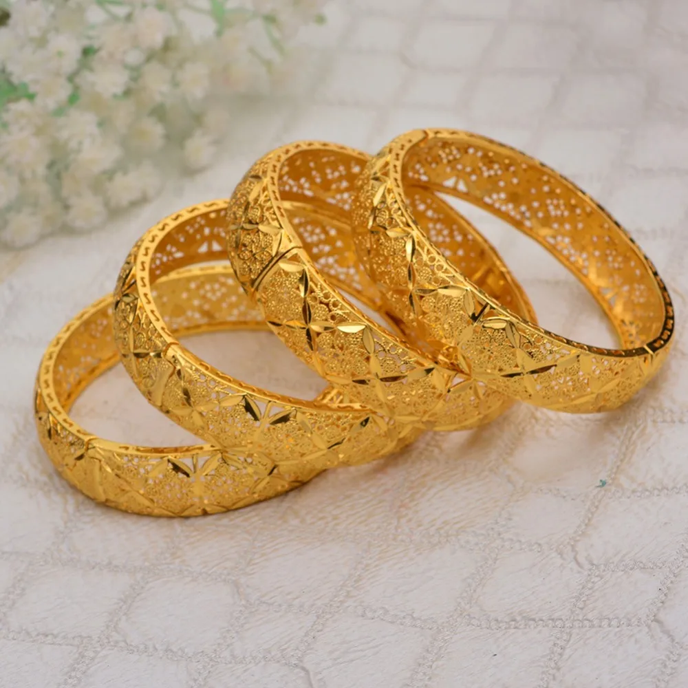 WANDO New Fashion lady Luxury Gold Color Jewelry Bangles Ethiopian African Women Dubai Bracelet Party wedding Gifts