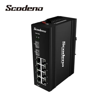 

Scodeno 8 Port Industrial Gigabit PoE+ DIN-Rail Network Managed Switch, 120 W Power Budget, 2 SFP Slot, IP40