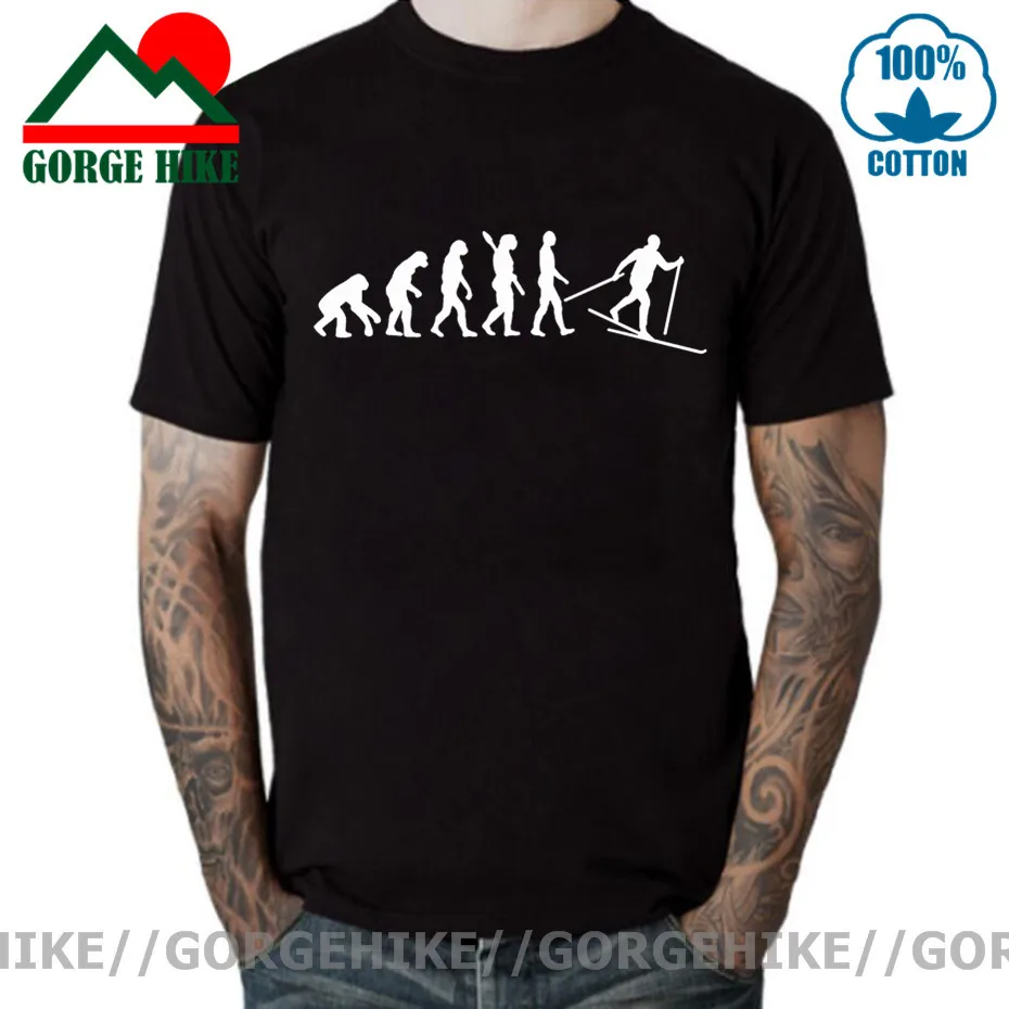 Великолепная забавная Скандинавская футболка горнолыжного спорта эволюции