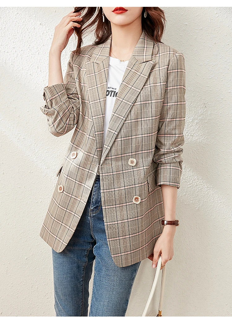 vimly primavera xadrez blazer jaquetas para moda feminina entalhado estilo inglaterra solto eelgant casual terno casaco roupas femininas