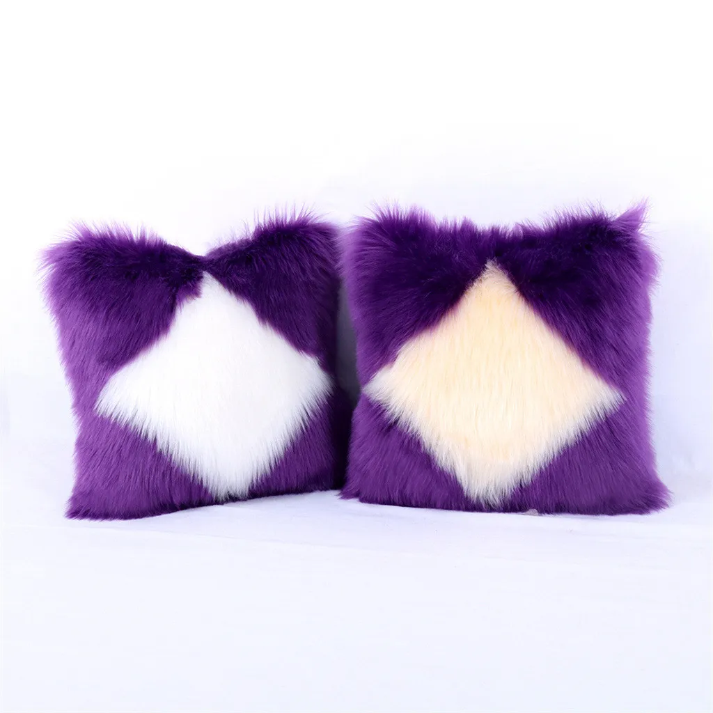 Mitation Wool Plush Cushion Cover Warm Soft Square Sofa Car Nap Throw Pillow Case Home Decor Household Supplies Plush pillowcase