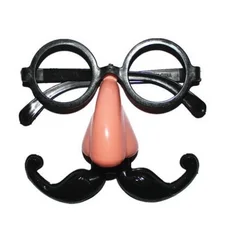 Óculos engraçados do olho do palhaço com nariz falso e bigode