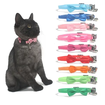 

9 Colors Pet Cat Collar Bowtie Cat Collars with Bell Adjustable Cute Nylon Bow Tie Collar Safety Buckle Kitten Collar for Cat