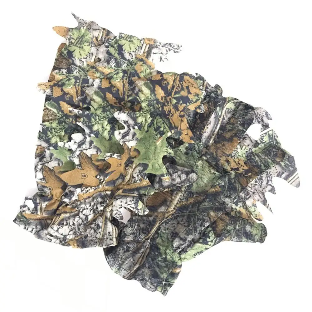 Free Size 3D Maple Leaves Bionic Camouflage Hunting Shooting Gloves Tactical Combat CS Camo Gloves Jungle Photograph Thin