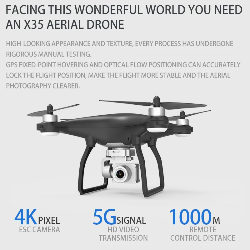 US $106.21 Halolo X35 Drone Gps Wifi 4k Hd Camera Profissional Rc Quadcopter Brushless Motor Drones Gimbal Stabilizer 30Minute Flight