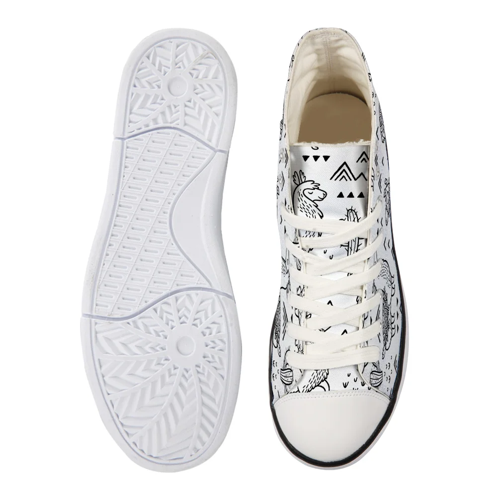 WHEREISART/Женская парусиновая обувь с рисунком альпаки и кактуса высокая флэтс