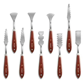 

9Pcs little painter professional stainless steel spatula set palette oil painting knife palette knife art painting tool set