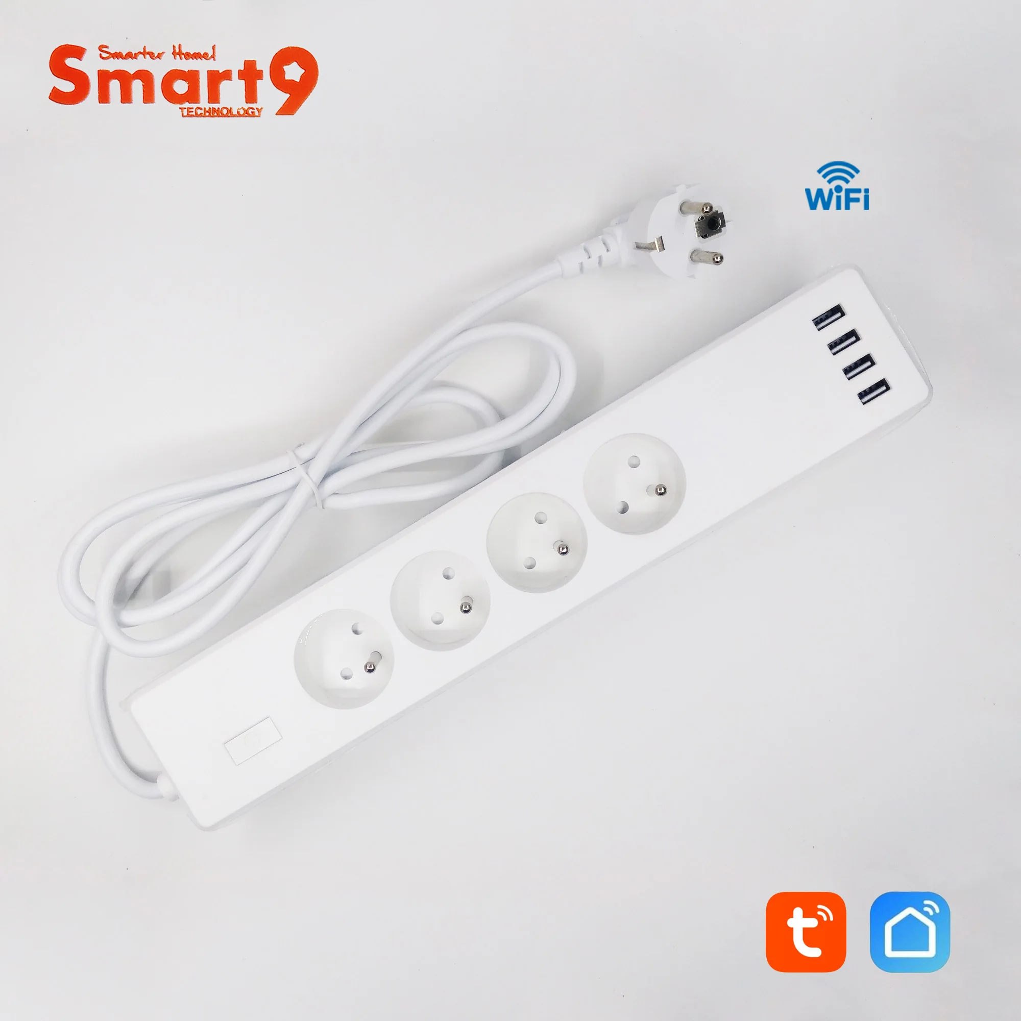 Smart9 Мульти Розетка, умный блок питания, 4 розетки с 4 usb-портами FR EU типа с индивидуальным управлением, питание от TuYa - Комплект: FR Type Plug