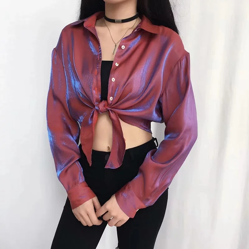Пикантные Женские топы и блузки kawaii boho корейская модная одежда женские топы, блузы elegantes de mujer