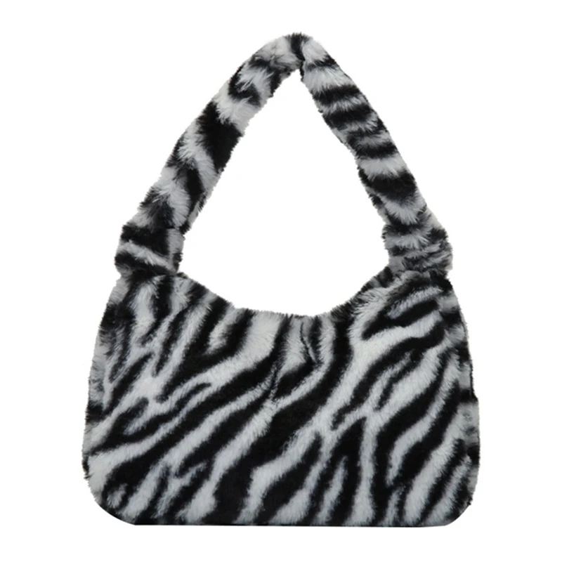 fluffy zebra bag