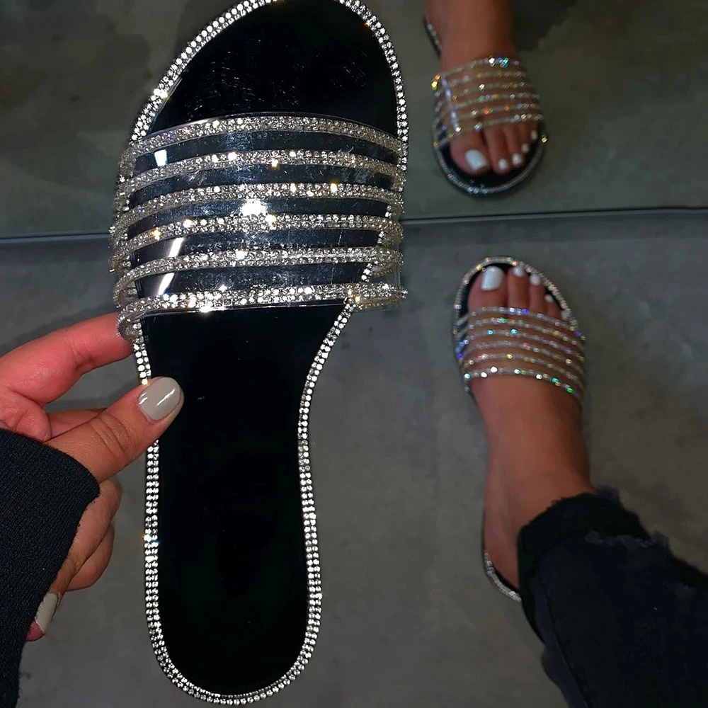 bling slip on sandals