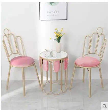 Table and chair combination Cafe dessert simple back manicure chair Nordic marble balcony tea table