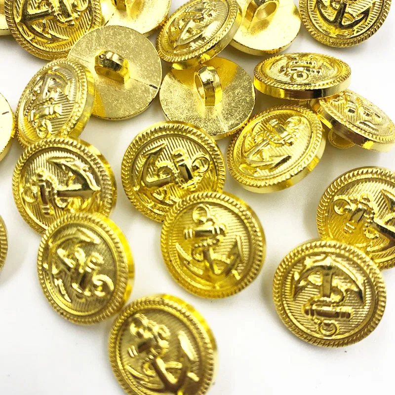 20PCS/pack 13/15/20MM Gold Anchor Buttons Plastic Sewing Accessory Shank Button Garment Clothing PT336