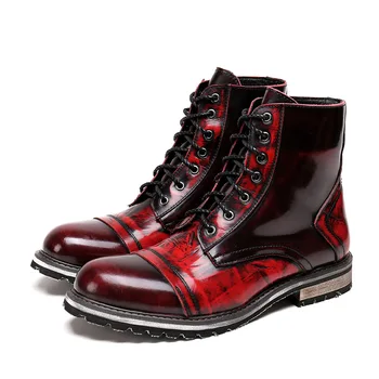 

Cow Leather Shoes Men's Short Boots Martin Boots Army New Pointed Toe Ankle Genuine Leather Full Grain Leather Work & Safety Zip