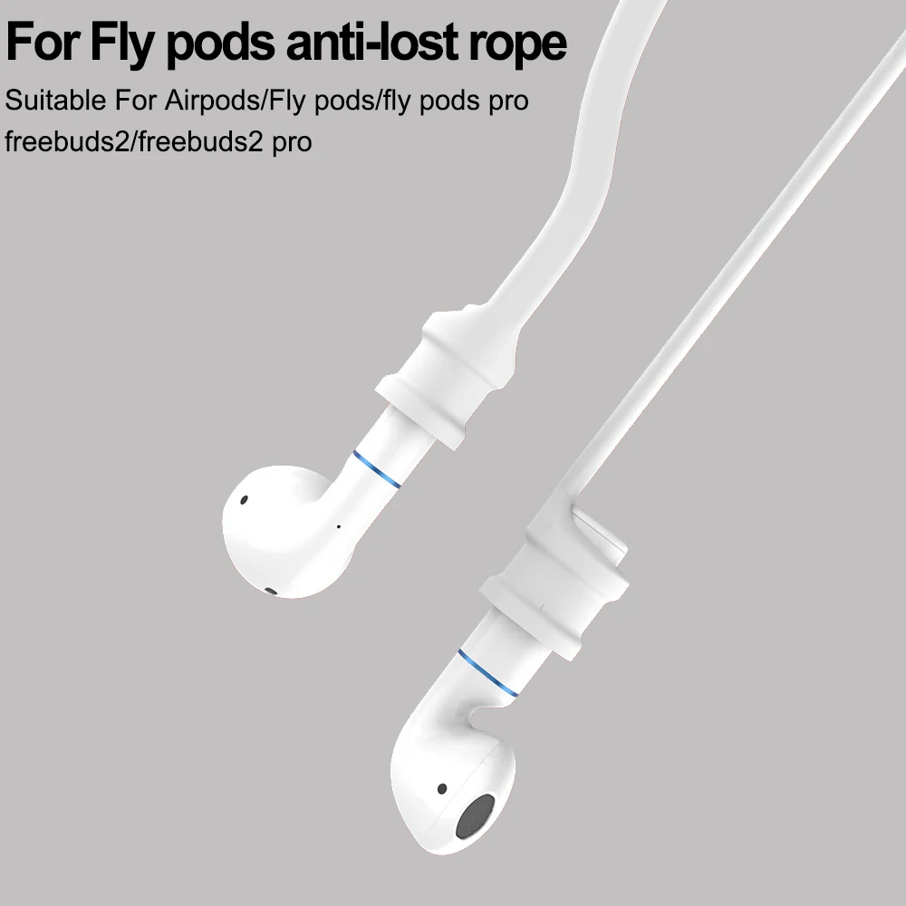 White Анти-потеря веревки для huawei Honor FlyPods для airpods xiaomi air Fly Pods Pro Freebuds 2 профессиональные наушники аксессуары силиконовый кабель - Цвет: White