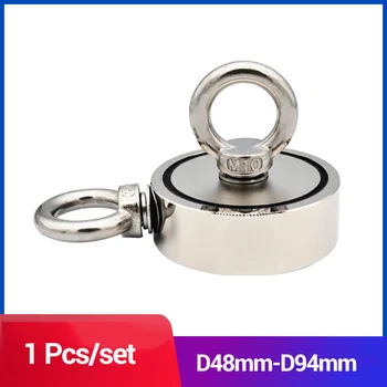 D40mm D60mm D94mm Double Sided Powerful Neodymium Magnet Salvage River Fishing Magnets Ring Hook Double Ring Fishing Search tanie i dobre opinie CN(Origin) Solenoid Industrial Magnet Sheet Salvage Fishing Magnetic