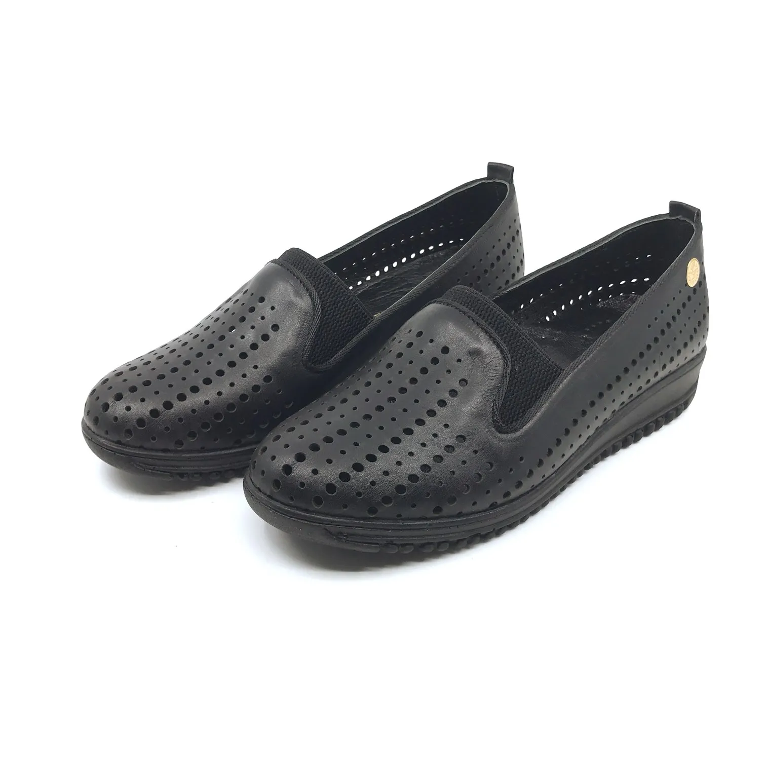 

Women's Genuine Leather Shoes Black PLA45-512