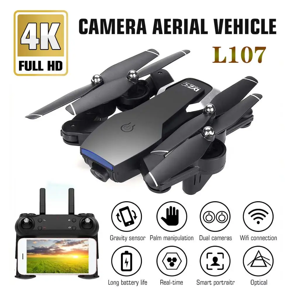 

L107 Drone 4K 2.4G WIFI FPV With Wide Angle Dual HD Camera RC Helicopter Toy 20minutes Long Flight Time Folding Portable