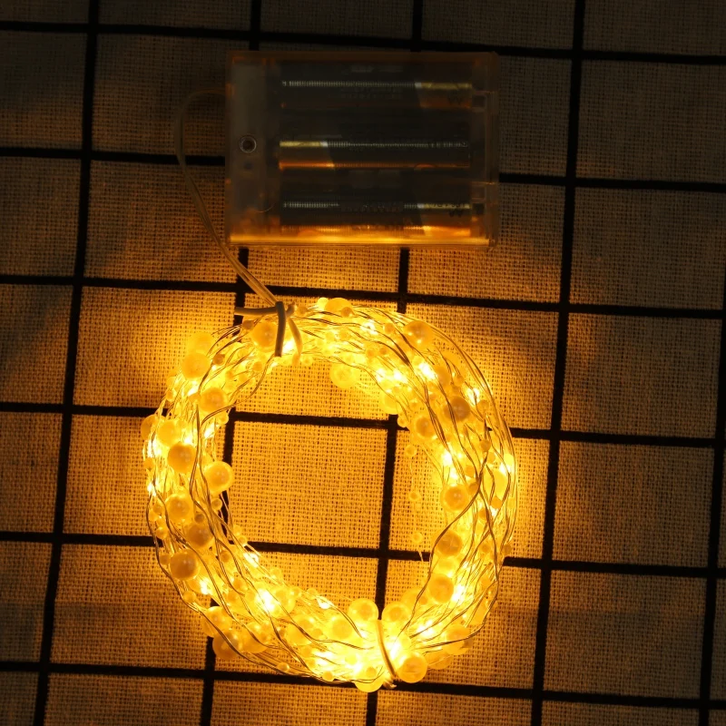 Светодиодный струнный светильник жемчужные огни гирлянда светодиодный бисер медные проволочные лампы сказочная Гирлянда для рождественской елки украшения для свадебной вечеринки