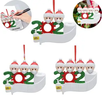

New Quarantine Personalized Ornaments Survivor Family of 4 with Face Masks Hand Sanitized DIY Christmas Ornament 2020