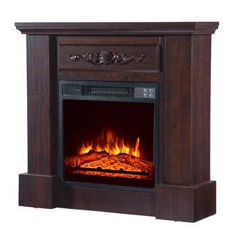 

ZOKOP SF103-18g HA203-32 32 "Wood Brown Fireplace Cabinet 1400W Single Color / Fake Firewood / Heating Wire / With Small Remote