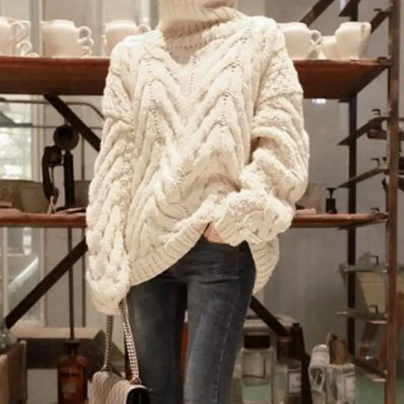Осенне-зимний свитер с высоким воротником для женщин Toyota Yaris хэтчбек теплый женксие кофты толстый вязаный свитер с длинными рукавами женская одежда Pull Femme Q2005