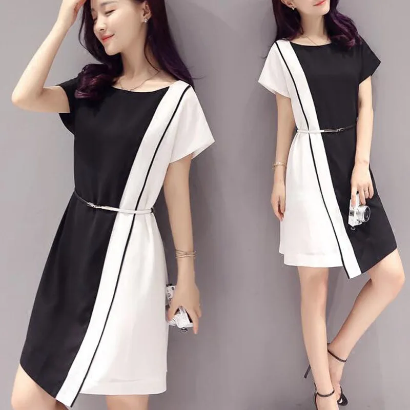 Send Belt European Station 18 New Chiffon Fashion Dress Summer Large Yard Thin Slim Short Sleeve Long Section Cheap | Женская одежда