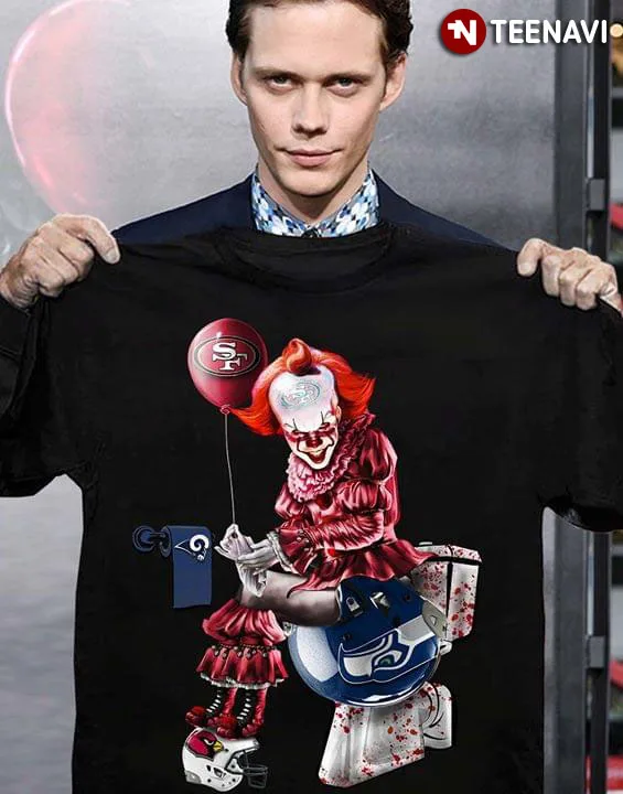 Футболка в стиле Харадзюку с принтом Pennywise 49Ers Menrams Cardinals Toilet | Мужская одежда