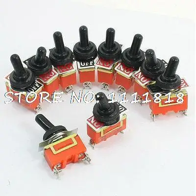 

10Pcs Panel Mount SPST On-OFF Dual Position Toggle Switch 250V 25A w Cover