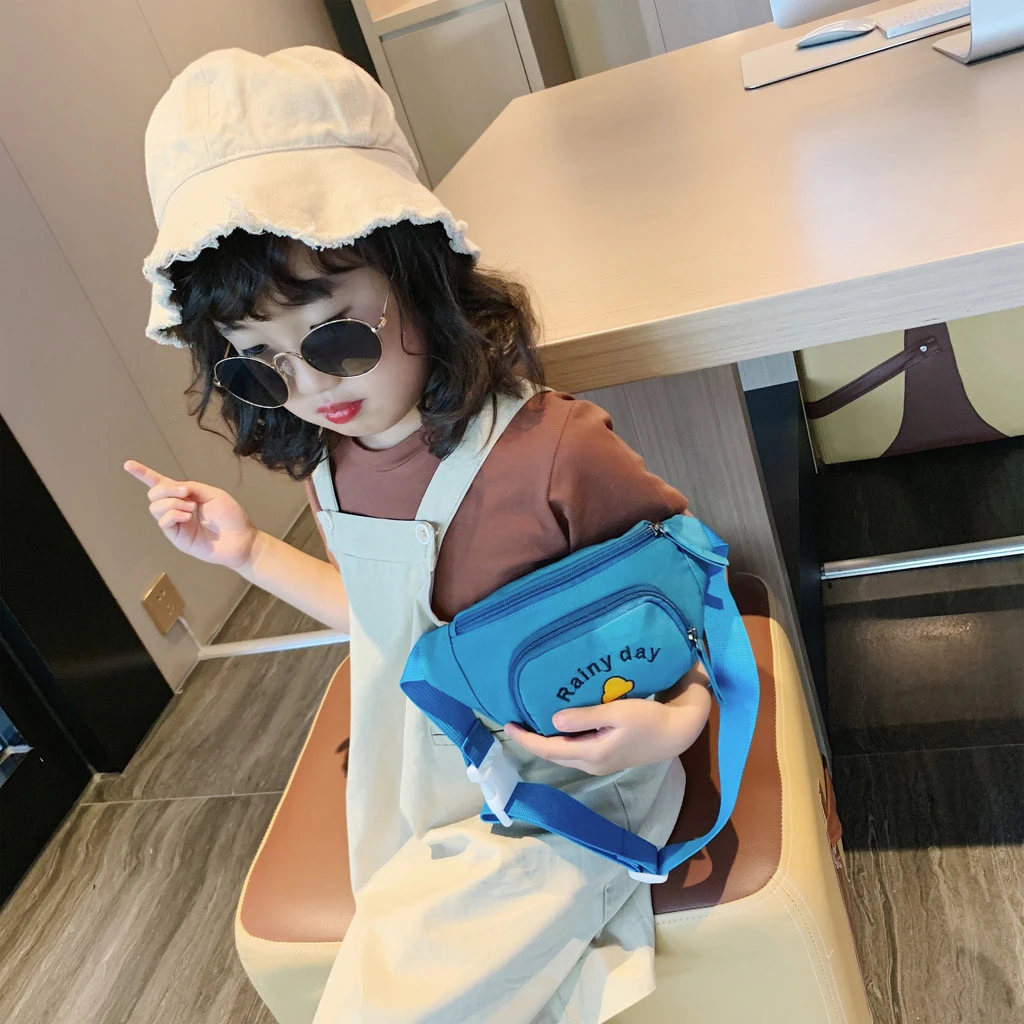 2019 Hot Sale Solid Color Child Joker Crossbody Waist Purse Cartoon Canvas Zipper Chest Bags Pocket Pocket Shoulder Bag 826