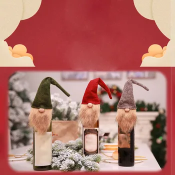 

Christmas Wine Bottle Decor Set Santa Claus Snowman Bottle Cover Clothes Kitchen Decoration for New Year Dinner Aug 19th