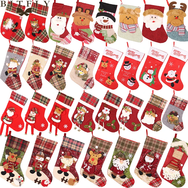 New Year Christmas Stocking Sack Xmas Gift Candy Bag Christmas Decorations For Home Natal Navidad Sock Christmas Tree Ornaments Stockings Gift Holders Aliexpress