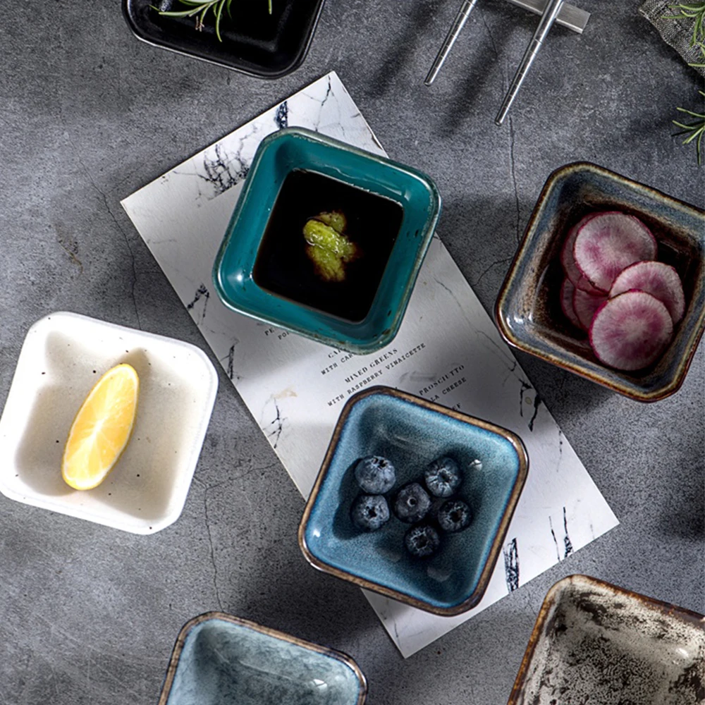 

Японский Стиль печи изменить дизайн мини Керамика тарелка для закусок приправа маленькая чаша для микроволновой печи посудомоечной машины стерилизатор микроволновая печь