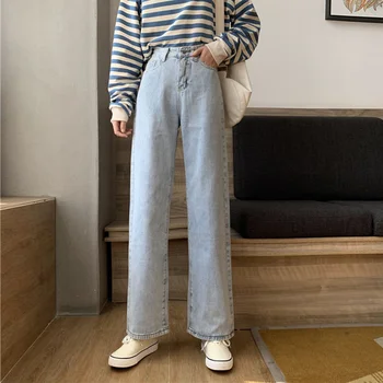 

Boyfriend Jeans Women Vintage High Waist Wide Leg Denim Pants New 2020 Korean Style All-match Casual Jean Pants Woman P597