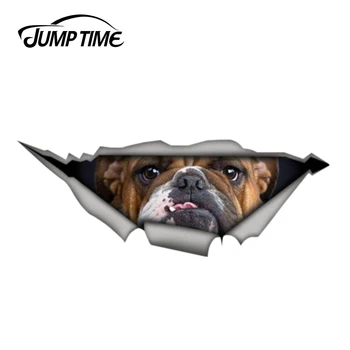 

Jump Time 13cm x 4.8cm Bulldog Sticker Torn Metal Decal Wild Animal Funny Car Stickers 3D Car Styling Window Bumper