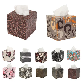 

Square Leather Home Room Car Hotel Tissue Box Cover Paper Napkin Holder Case