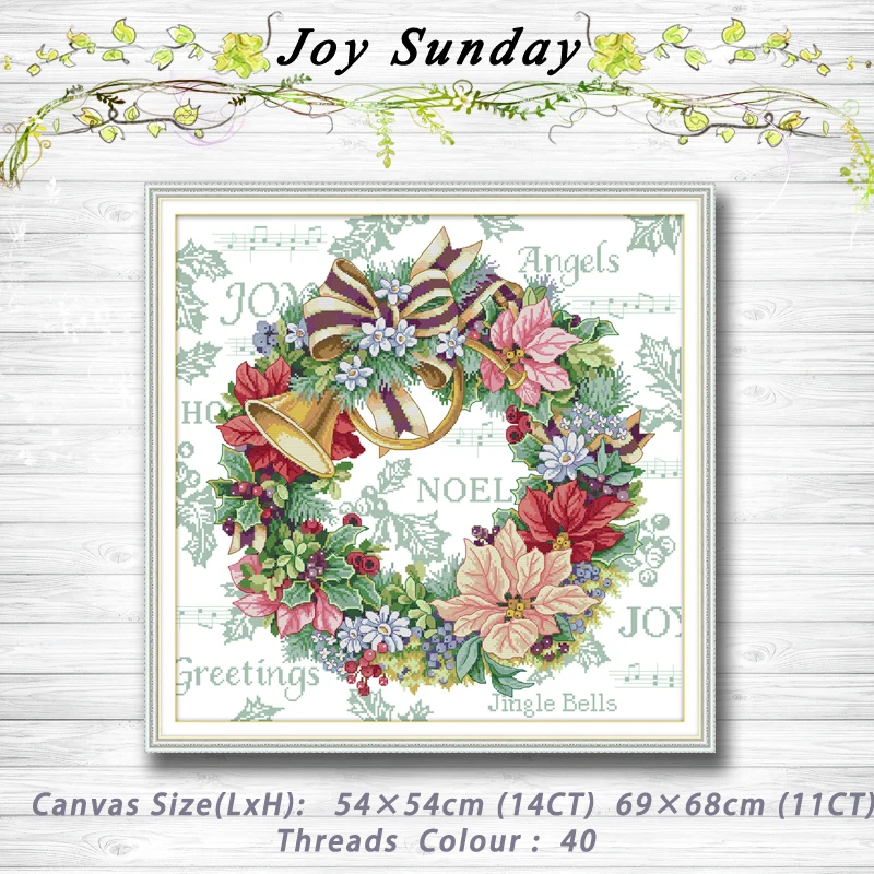 

Holiday wreath Flowers decor painting dmc 14CT 11CT counted cross stitch kits embroidery sets Needlework Sets Home decor