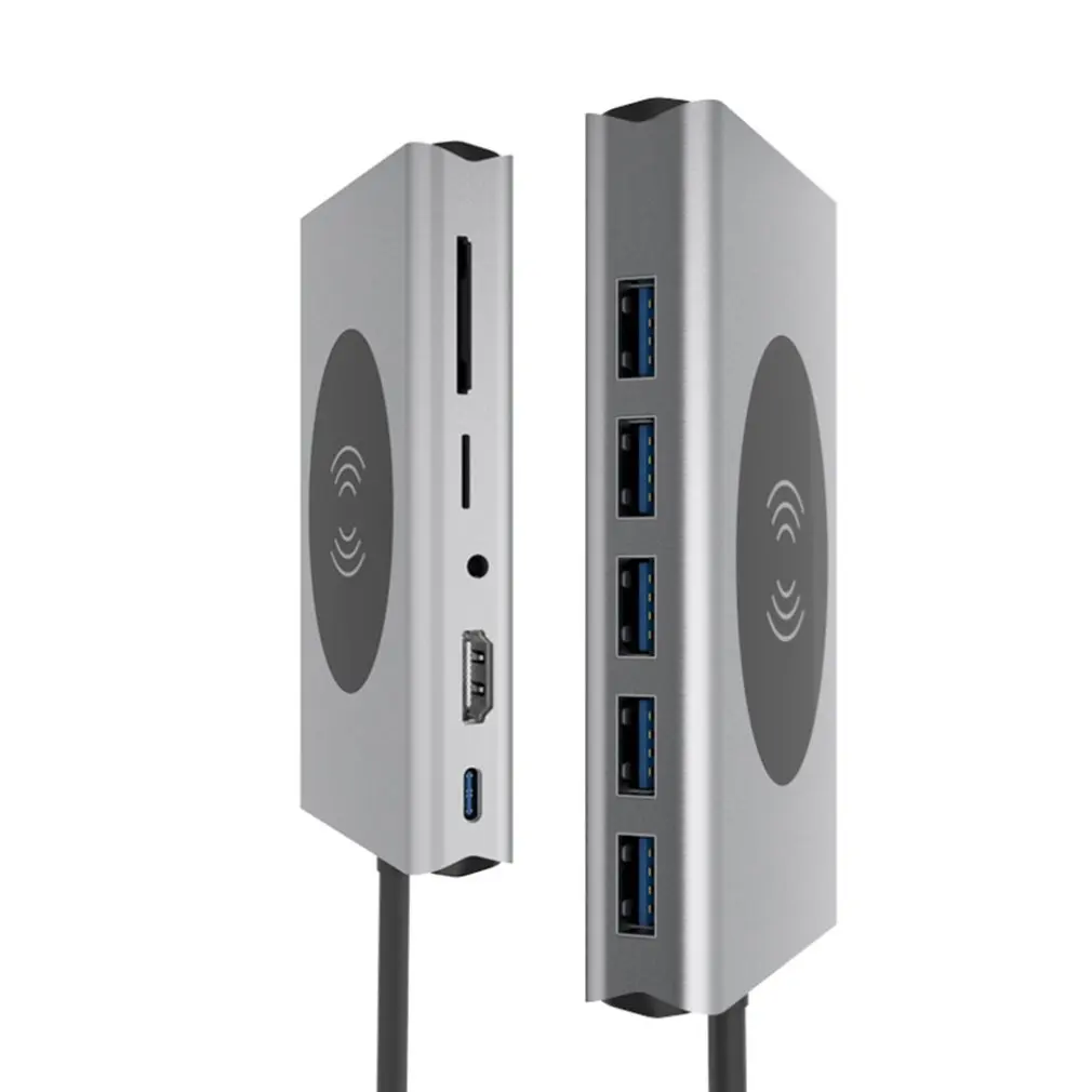 13 ports USB C Docking Station HDMI RJ45 VGA PD USBC Hub for Laptop Macbook Pro with 3 5mm Headphone Jack Type C Hub