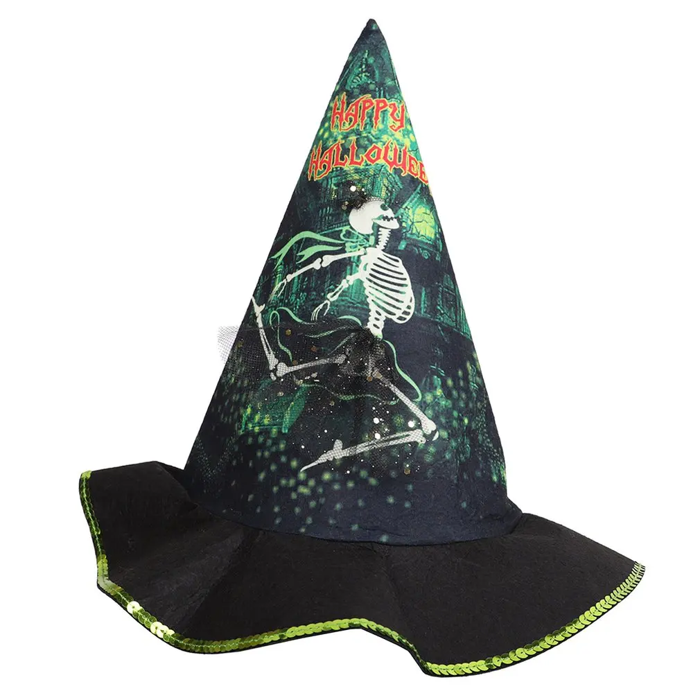 Хэллоуин с капюшоном в виде шляпы ведьмы маскарад Вечерние выступления на сцене и повязка на голову, призрак Фестиваль эльф ведьма волшебник указатель шляпа - Цвет: Green and black