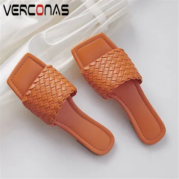 

VERCONAS 2020 Fashion Casual Shoes Woman Sandals Woman Flats Woman Slippers Shallow Elegant Shoes Slip On Square Toe Shoes Woman
