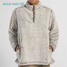 WOLFONROAD мужской 1/4 пушистый шерпа пуловер свитер Спортивная рубашка мягкая мужская теплая флисовая куртка мужской кардиган куртка пальто свитер