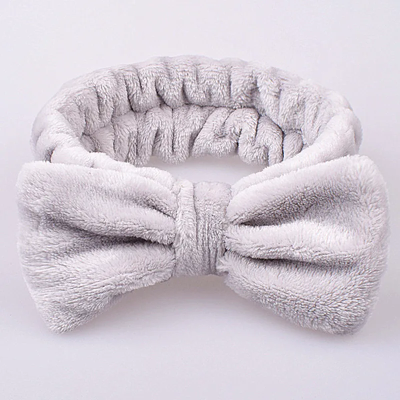 Leopard Makeup Wash Face Headbands for Women Coral Fleece Bow Dot Hairband Turban Knot Elastic Headwrap Girls Hair Accessories large hair clip